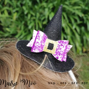Witches Hat Bow SVG, Witches Hat Headband, Bow Template Halloween Bow SVG, Purple Bow PDF, Cricut Cut Files, Silhouette Cut Files