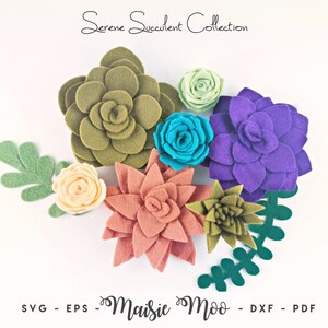 Felt Succulent SVG Pattern, Felt Flower Template, Succulent Wreath DIY Letter Board