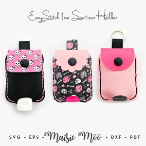 Small Hand Sanitizer Holder Sewing Pattern, EasyStitch 1oz Hand Sanitiser Keychain Template No Sew, Cricut Cut Files Maisie Moo