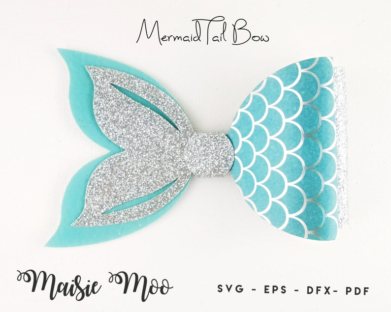 Mermaid Tail Bow Template SVG, Bow SVG, Felt Bow PDF, Shell Bow, Svg files for Cricut Cut Files, Silhouette Cut Files, 