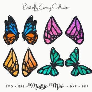 Butterfly Earring SVG | Butterfly Wing Earring Templates | Cricut Earring SVG | Cricut Earring Template | Faux Leather Wood Earrings