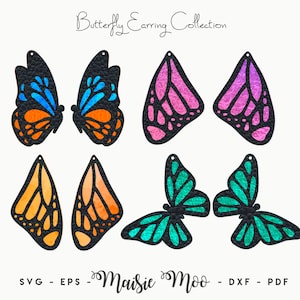 Boucle d'oreille papillon SVG | de Boucles d'oreilles papillon | Boucle d'oreille Cricut SVG | Modèle de boucle d'oreille Cricut | Boucles d'oreilles en similicuir et bois