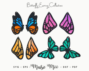 Butterfly Earring SVG | Butterfly Wing Earring Templates | Cricut Earring SVG | Cricut Earring Template | Faux Leather Wood Earrings