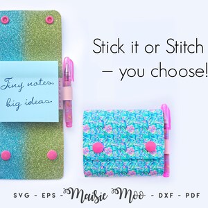 Sticky Note Holder SVG | Little Note Nest | Faux Leather Post-it Note Cover Template | Mini Notebook PDF Easy Cricut Project Sewing Pattern image 2