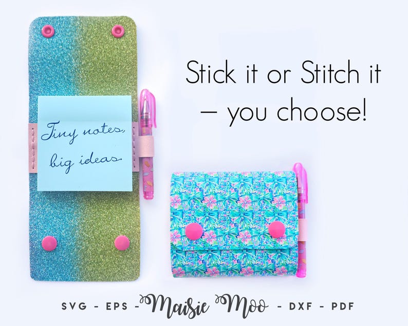 Sticky Note Holder SVG | Little Note Nest | Faux Leather Post-it Note Cover Template | Mini Notebook PDF Easy Cricut Project Sewing Pattern image 2