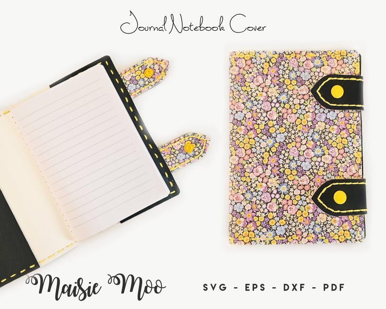 Plantilla SVG para funda de cuaderno A6 de piel sintética / Funda para cuaderno de piel cosida a mano / Patrón PDF para funda de cuaderno Fieldnotes imagen 2