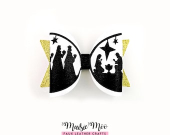 Christmas Nativity Bow Template, Hair Bow SVG, SVG files for Cricut Cut Files, Silhouette Cut Files