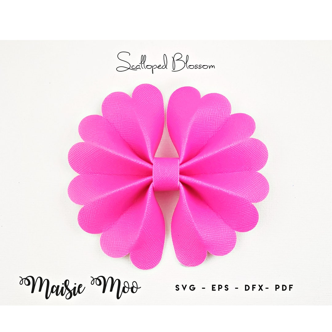 Scalloped Pinch Bow SVG Blossom Pinch Bow Template Flower Petal Hair