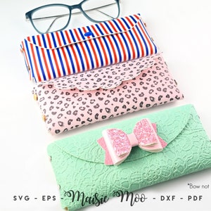 Glasses Case Pattern SVG, Sunglasses Pouch Template, Faux Leather No Sew, Eye Glasses Boys Svg files for Cricut Cut Files Maisie Moo