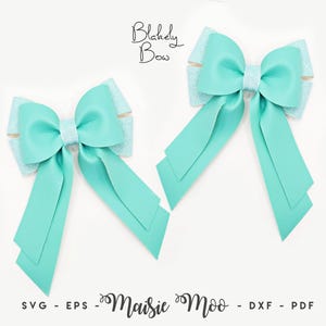 Ribbon Hair Bow Template, Blakely Coquette Faux leather bow template , Sailor Bow PDF, Hair Bow Template, Cricut Bow image 2