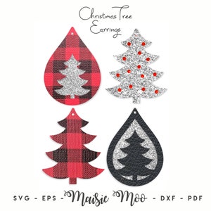 Christmas Tree Earring Templates | Tree Earring SVG | Faux Leather Earrings | Cricut Earring Template | Teardrop Earrings Maisie Moo