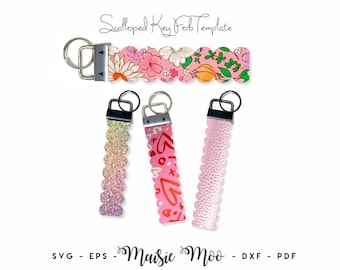 Scalloped Key Fob SVG | Keychain Wrist Fob Template | Faux Leather Fob | Wristlet Cricut SVG Cut File | Cricut Bracelet Template | Purse Fob
