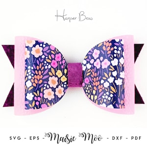 Classic Bow SVG Template, Double Loop Hair Bow Cut Files for Cricut (PDF)