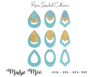 Earring SVG |  Layered Earring | Cricut Earring Template | Faux Leather Earrings | Jewelry Laser Cut Template Maisie Moo Vegan leather