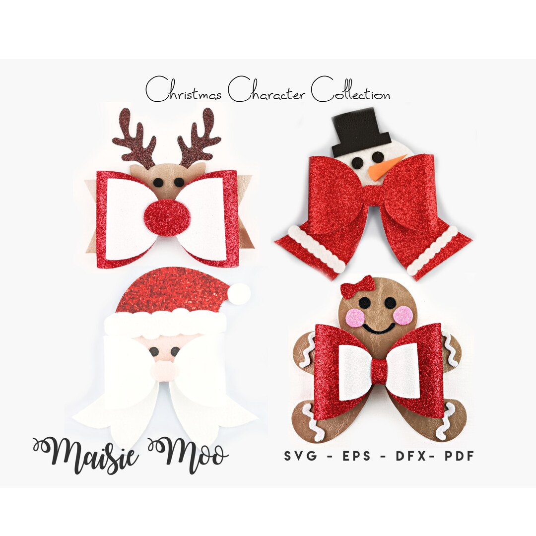 Christmas Bow Template Collection Christmas Character Bow - Etsy