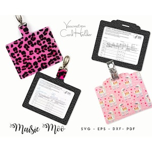 Impfkartenhülle SVG | Impfpass-Halter Vorlage | Kunstleder Hülle Hülle Passport ID-Tag | Taschenanhänger Kunstleder Maisie Moo