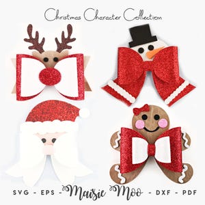 Christmas Hair Bow Template Collection, Christmas Character Bow Bundle SVG, Christmas SVG, Hair Bow PDF, Svg files for Cricut Cut Files,