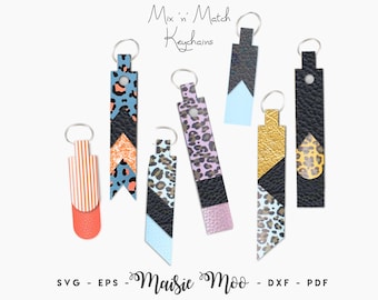 Keychain SVG | Key Ring SVG Key chain Fob Template | Faux Leather Fob | Wristlet Cricut SVG Cut File | Cricut Bracelet Template | Purse Fob