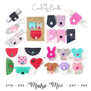 Cord Keeper SVG Mega Bundle, 24 Cable Organizer Templates with Display Cards, Cord Tidy SVG, Cable Holder SVG, Faux Leather Craft Patterns