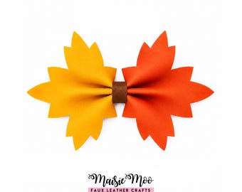 Fall Leaf Pinch Bow SVG, Thanksgiving Leaf Template SVG,  Autumn Hair Bow, Fall Felt Bow PDF, Girls Bow, Svg files for Cricut Cut Files,