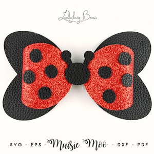 Ladybug Bow Template SVG,  Ladybird Bow SVG, Lady Bug Felt Bow PDF, Butterfly svg files for Cricut Cut Files, Silhouette Cut Files,