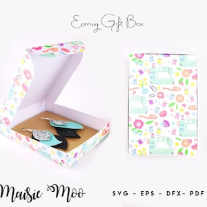 Earring Gift Box Template Collection, Scalloped Window Earring Display Box SVG, Keychain Gift Box DXF, Gift Box PDF, Cricut Box svg