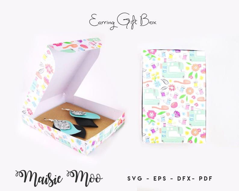 Earring Gift Box Template Collection, Scalloped Window Earring Display Box SVG, Keychain Gift Box DXF, Gift Box PDF, Cricut Box svg