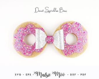 Bow SVG, Sprinkle Donut Bow Template SVG, Felt Bow PDF,  Svg files for Cricut Cut Files, Silhouette Cut Files, Maisie Moo