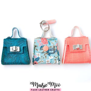 Purse Bag Charm Hand Sewing Pattern, Miniature Faux Leather Handbag Keychain SVG by Maisie Moo