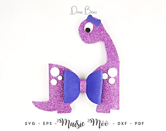 Dinosaur Bow Template SVG, Bow SVG, Dino Bow PDF, Fun Bow, Svg files for Cricut Cut Files, Silhouette Cut Files, Maisie Moo Vegan leather