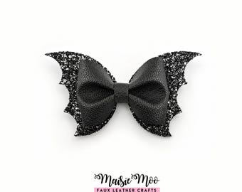 Fledermaus-Schleife SVG, Halloween-Haarschleifen-Vorlage, Fledermausflügel-Schleife SVG, Gothic-Haarschleifen-Muster, Kunstleder-Schleife, Cricut SVG, Silhouette