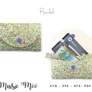 Pocket Wallet Keychain Card Purse SVG Bundle, Keyring Coinpurse Template, Purse Faux Leather No Sew, Card Wallet Cricut Maisie Moo