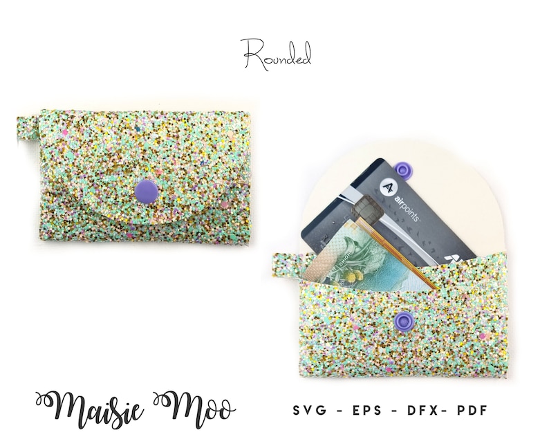 Pocket Wallet Keychain Card Purse SVG Bundle, Keyring Coinpurse Template, Purse Faux Leather No Sew, Card Wallet Cricut Maisie Moo