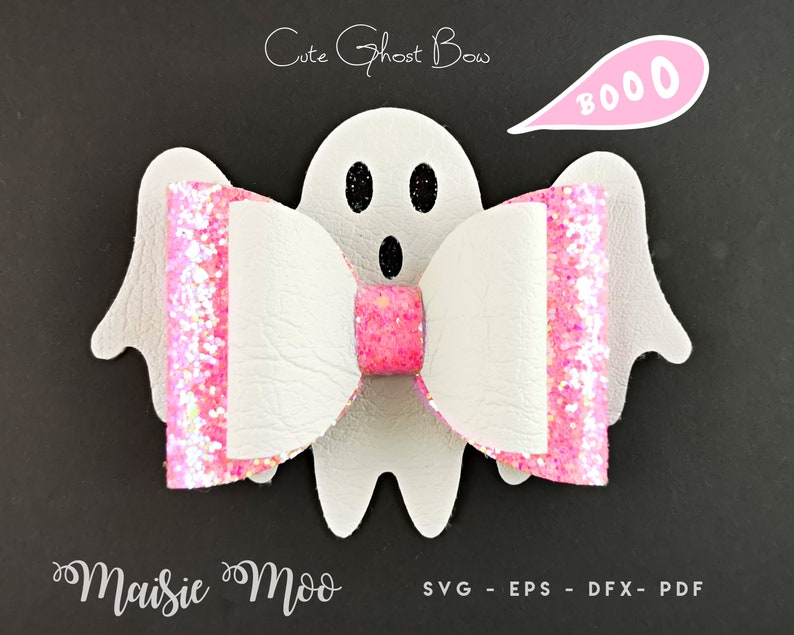 Ghost Bow SVG | Halloween Bow Template | Ghost Hair Bow SVG | Cute Ghost PDF 