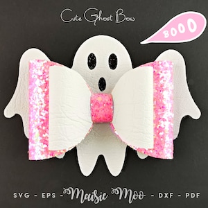 Ghost Bow SVG | Halloween Bow Template | Ghost Hair Bow SVG | Cute Ghost PDF Maisie Moo Vegan leather