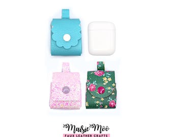 AirPod® Cover SVG, EarPod Case Template, Keychain Holder SVG, No Sew, Faux Leather Svg files for Cricut Cut Files Maisie Moo Vegan leather