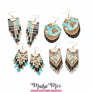 Cricut用ウエスタンフリンジイヤリングSVG、フェイクレザーカウガールタッセルイヤリングテンプレート、カントリーコンサートジュエリーカットファイル