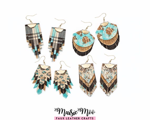 Western Fringe Earring SVG for Cricut, Faux Leather Cowgirl Tassel Earrings Template, Country Concert Jewelry Cut File