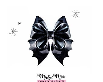 Halloween Bat Bow SVG, Sailor Pinch Bow Template, Faux Leather Hair Bow Pattern, Cricut & Silhouette Bow Cut File