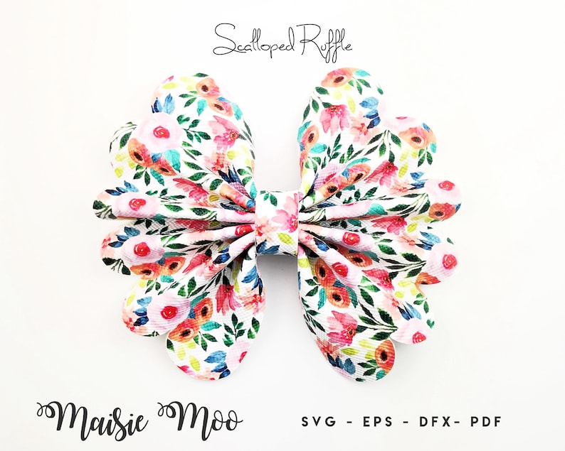 Pinch Bow Bundle Scalloped Pinch Bow SVG Ruffle Pinch Bow Template Collection Flower Petal Hair Bow SVG Maisie Moo Vegan leather image 2