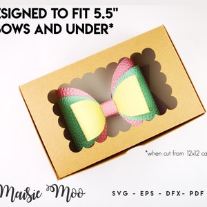 Bow Box SVG, Bow Display Box Template, Hair Bow Gift Box DXF, Window Gift Box PDF, Cricut Box svg silhouette cut files, Maisie Moo