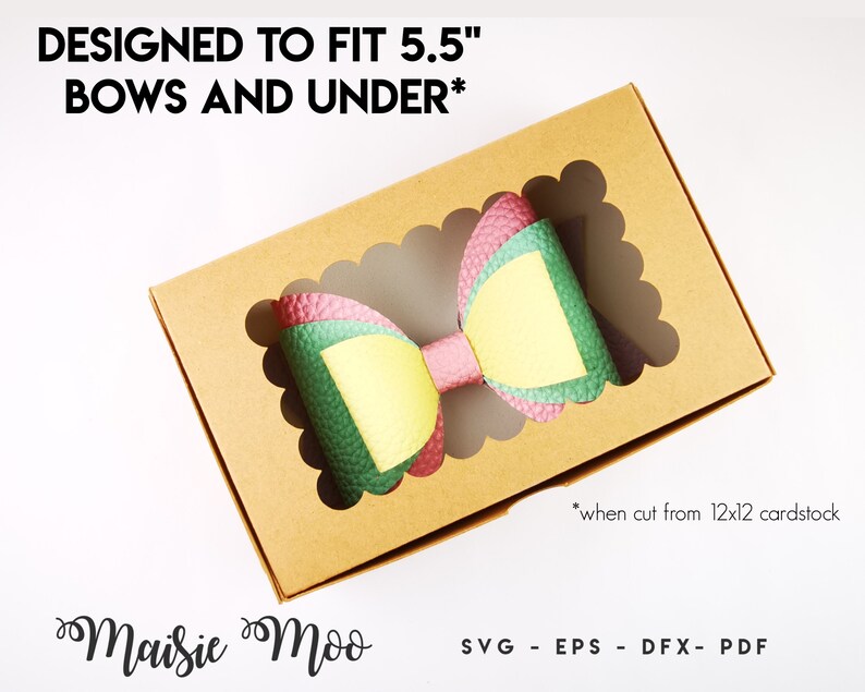 Bow Box SVG, Bow Display Box Template, Hair Bow Gift Box DXF, Window Gift Box PDF, Cricut Box svg silhouette cut files, Maisie Moo
