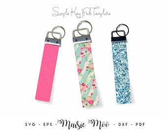 Key Fob SVG | Keychain Wrist Fob Tempate | Faux Leather Fob | Wristlet Cricut SVG Cut File | Cricut Bracelet Template | Purse Fob Maisie Moo