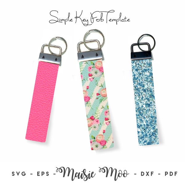 Key Fob SVG | Keychain Wrist Fob Tempate | Faux Leather Fob | Wristlet Cricut SVG Cut File | Cricut Bracelet Template | Purse Fob Maisie Moo