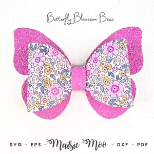 Noeud papillon SVG, modèle de noeud de cheveux papillon, serre-tête papillon PDF, fichiers de coupe Cricut simili cuir, fichiers de coupe silhouette, Maisie Moo