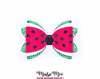 Watermelon Hair Bow SVG, Faux Leather Bow Template, Cricut Hair Bow SVG, Summer Bow Template, DIY Bow Pattern, Watermelon Bow Cut File