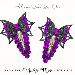 Gothic Snap Clip SVG, Window Snapclip Template, Bat Wing Bow Template, Halloween Bow SVG, Clippie Cover, Maisie Moo Vegan leather