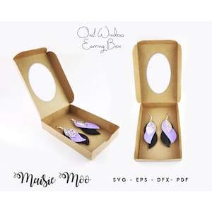 Caja de ventana para aretes SVG, plantilla de caja de exhibición de ventana para aretes, caja de regalo para aretes DXF, caja de regalo PDF, archivos de corte de silueta svg de caja Cricut,