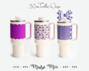 30oz Tumbler Wrap SVG, Faux leather Tumbler Cup Cuff Template, Cup Sleeve Template, Cup Wrapper Faux Leather Svg files for Cricut Cut Files