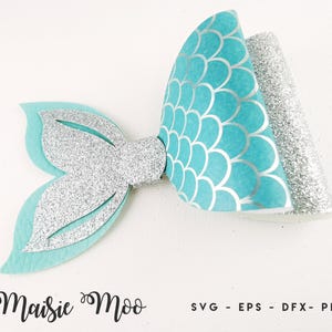 Mermaid Tail Bow Template SVG, Bow SVG, Felt Bow PDF, Shell Bow, Svg files for Cricut Cut Files, Silhouette Cut Files, Maisie Moo